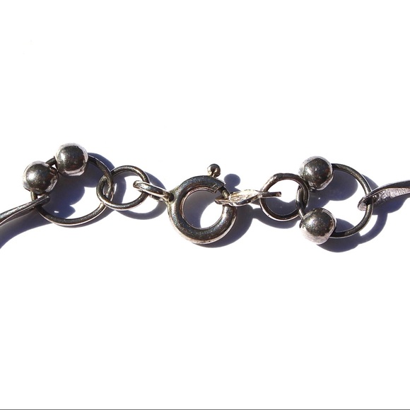 Vintage Sterling Silver Ball Bead Curved Link Bracelet Dancing Beads - Picture 4 of 6